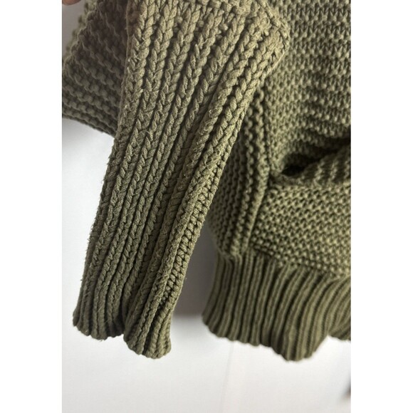 American Eagle Womens Sweater Shawl Neck Med Green Chunky Knit Wrap Y2K Preppy‎ - Picture 2 of 10